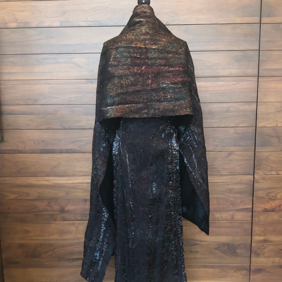 Metallic Brown Strapless Dress with Matching Shawl - Picture 4 of 5